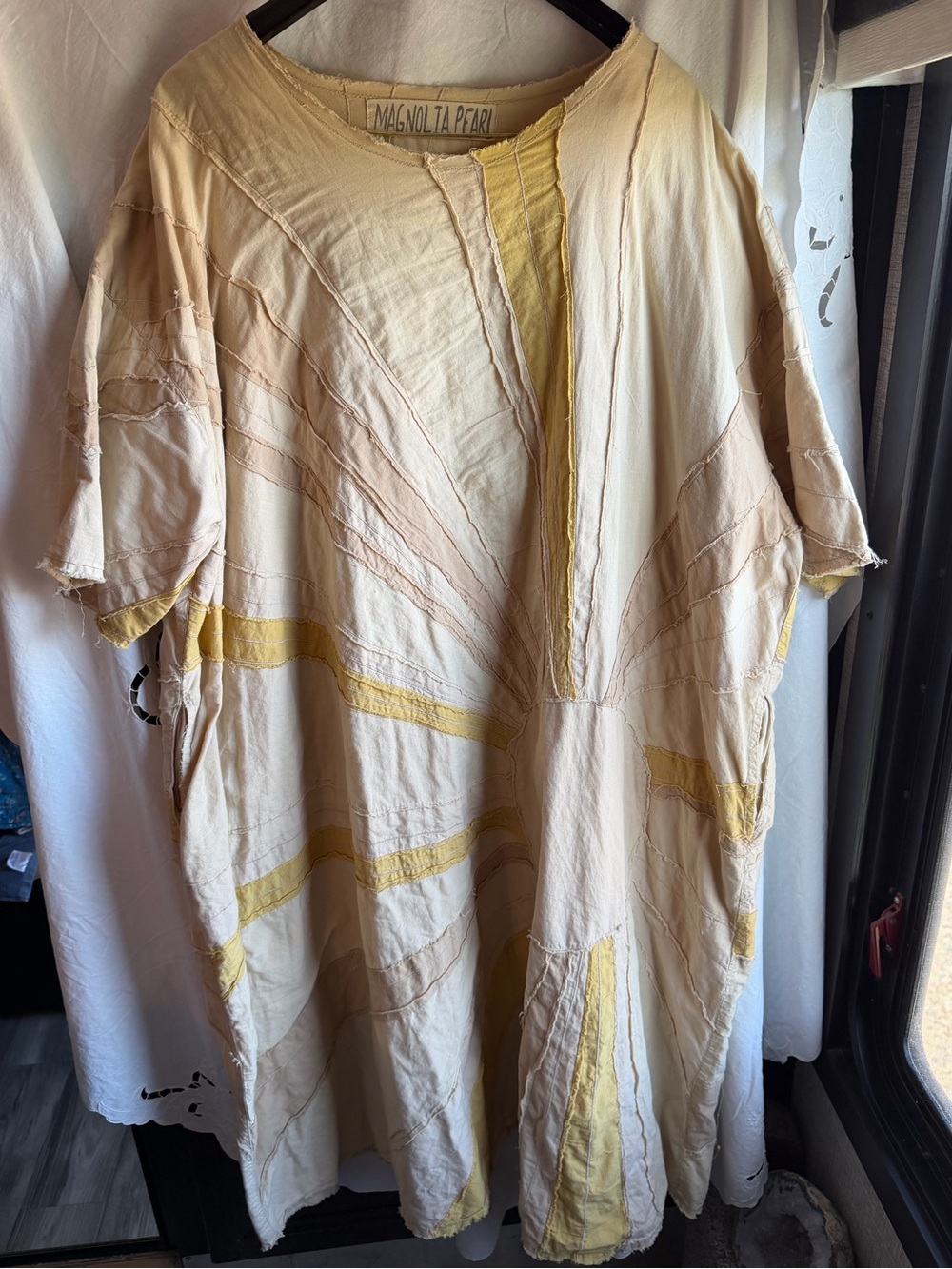 Magnolia Pearl Follow The Sun Artist Smock Dress #791 OS Yellow Boho Artwear MP!